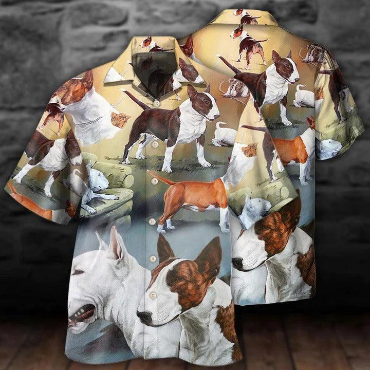 Bull Terrier Aloha Hawaii Shirt - Dog Lover Art Style Hawaiian Shirt For Summer - Perfect Gift For Dog Lovers, Friend, Family - Amzanimalsgift