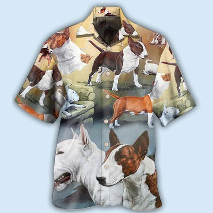 Bull Terrier Aloha Hawaii Shirt - Dog Lover Art Style Hawaiian Shirt For Summer - Perfect Gift For Dog Lovers, Friend, Family - Amzanimalsgift