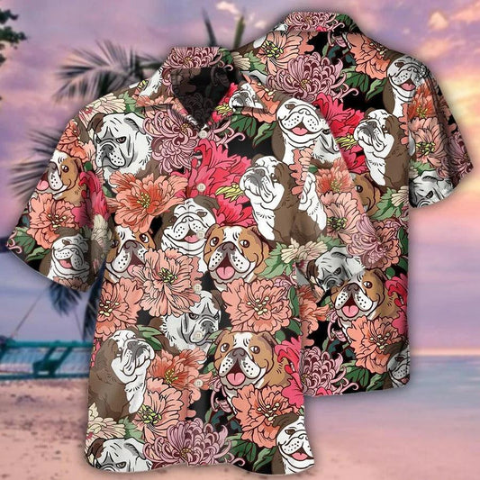 Bulldog Aloha Hawaii Shirt - Bulldog And Lovely Flowers Hawaiian Shirt For Summer - Perfect Gift For Dog Lovers, Friend, Family - Amzanimalsgift