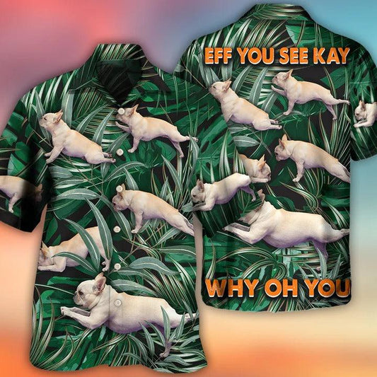 Bulldog Aloha Hawaii Shirt - Bulldog Yoga Pose Tropical Hawaiian Shirt For Summer - Perfect Gift For Dog Lovers, Friend, Family - Amzanimalsgift