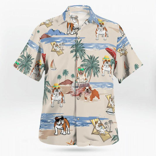Bulldog Aloha Hawaiian Shirt, Bulldog Beach Pattern Hawaiian Shirt, Bulldog Aloha Shirt For Summer - Perfect Gift For Men, Women, Dog Lover, Friend - Amzanimalsgift