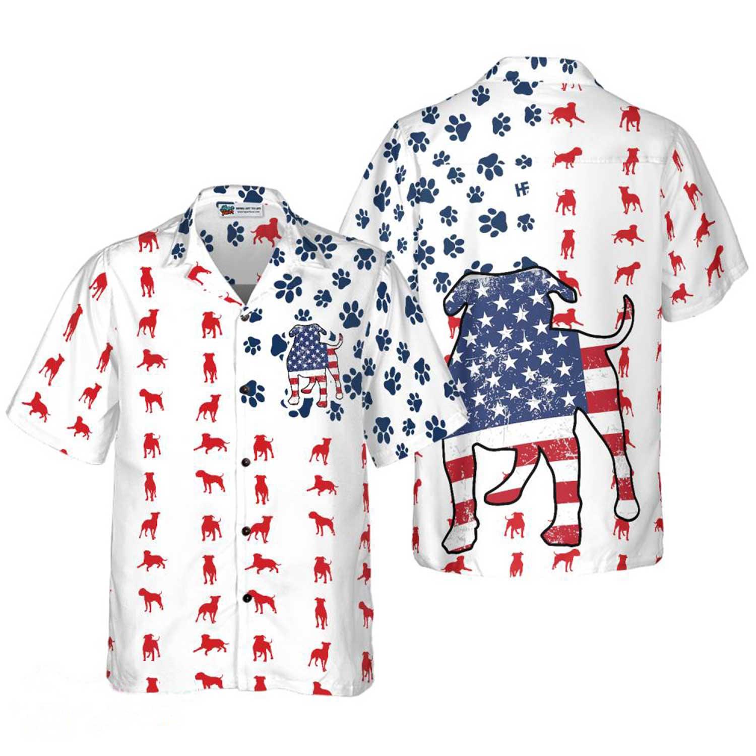 Bulldog Aloha Hawaiian Shirts For Summer, Bulldogs American Flag Hawaiian Shirt For Men Women, Gift For Dog Lovers, 4th Of July Apparel - Amzanimalsgift