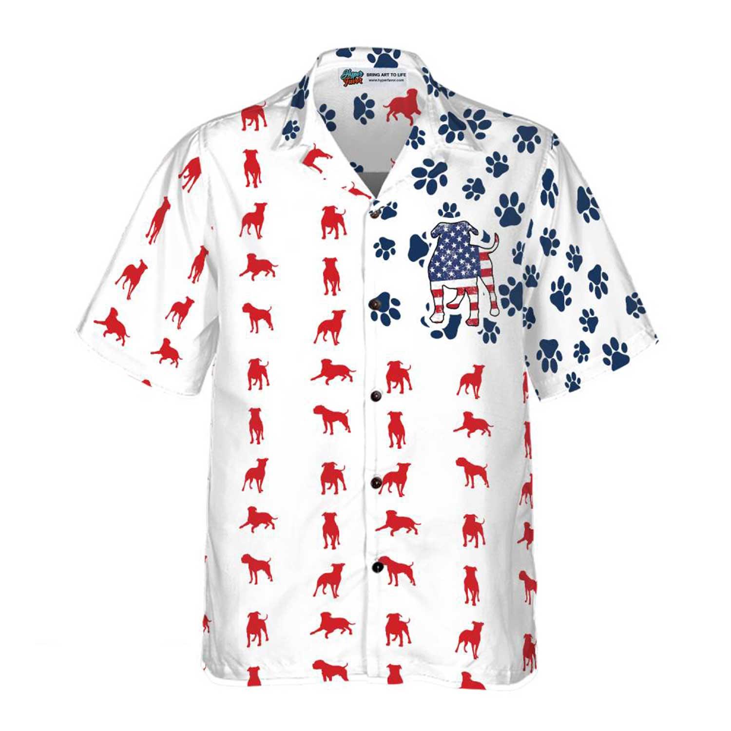Bulldog Aloha Hawaiian Shirts For Summer, Bulldogs American Flag Hawaiian Shirt For Men Women, Gift For Dog Lovers, 4th Of July Apparel - Amzanimalsgift
