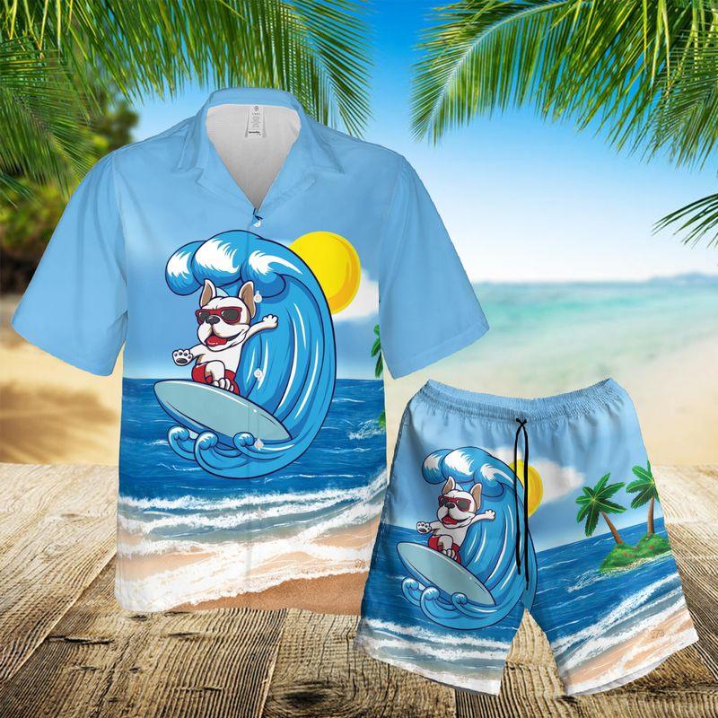 Bulldog Aloha Hawaiian Shirts For Summer, Dog Surfing Hawaiian Set Holiday For Men Women, Gift For Dog Lovers, Dog Owner, Dog Mom Dad - Amzanimalsgift