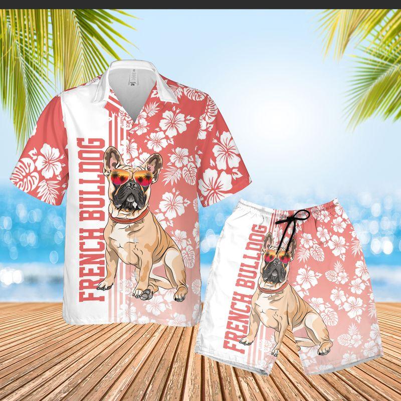 Bulldog Aloha Hawaiian Shirts For Summer, Hibiscus Flower Hawaiian Set Holiday Outfits For Men Women, Gift For Dog Lovers, Dog Mom Dad, Friend, Family - Amzanimalsgift