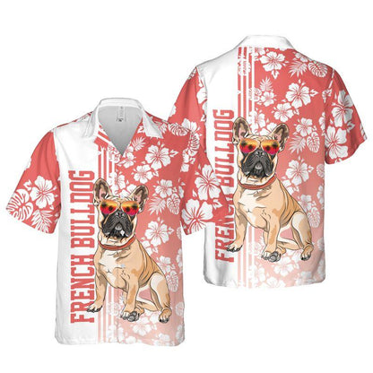 Bulldog Aloha Hawaiian Shirts For Summer, Hibiscus Flower Hawaiian Set Holiday Outfits For Men Women, Gift For Dog Lovers, Dog Mom Dad, Friend, Family - Amzanimalsgift