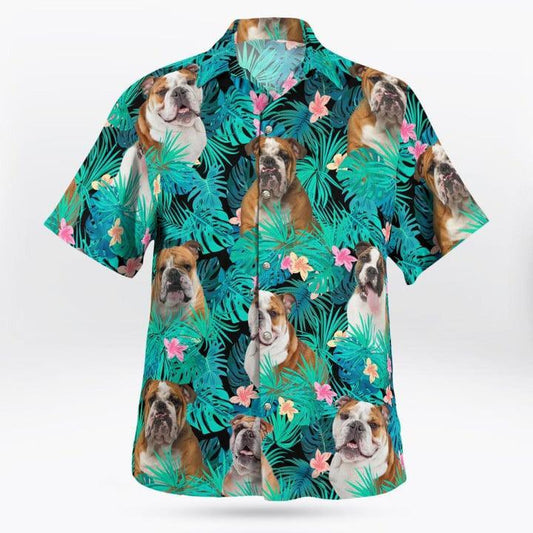 Bulldog Hawaii Shirt - Tropical Leaves Hawaii Shirt For Summer - Perfect Gift For Dog Lovers Friend, Family - Amzanimalsgift