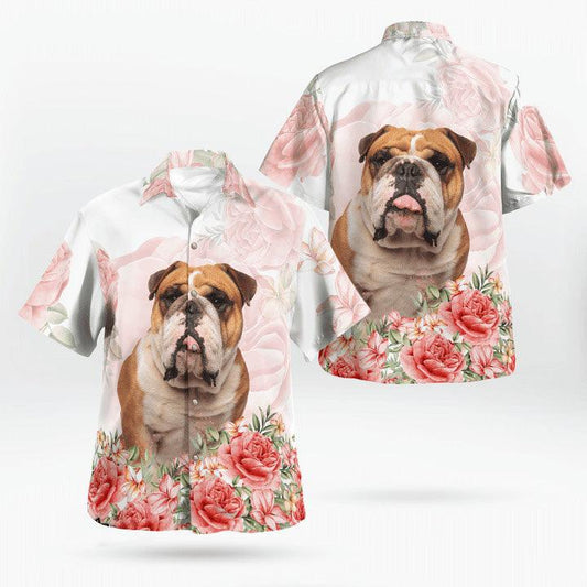 Bulldog Hawaiian Shirt, Bulldog Flower Pattern Hawaiian Shirt, Bulldog Summer Aloha Shirt- Perfect Gift For Men, Women, Dog Lover, Friend, Family - Amzanimalsgift