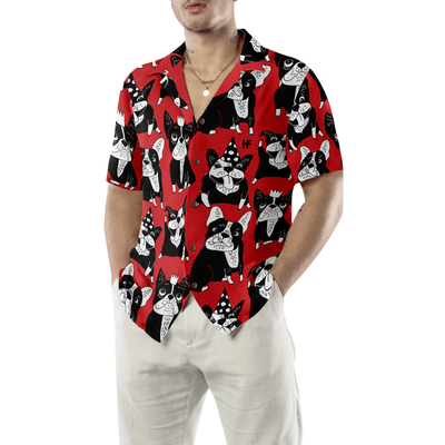 Bulldog Hawaiian Shirt, Funny Bulldog, Red French Bulldog Aloha Shirt For Men - Perfect Gift For Bulldog Lovers, Husband, Boyfriend, Friend, Family - Amzanimalsgift