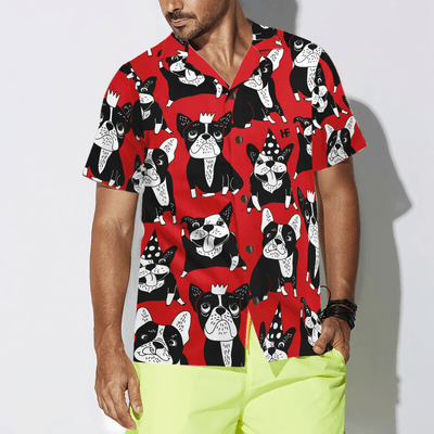 Bulldog Hawaiian Shirt, Funny Bulldog, Red French Bulldog Aloha Shirt For Men - Perfect Gift For Bulldog Lovers, Husband, Boyfriend, Friend, Family - Amzanimalsgift