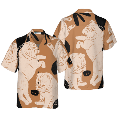 Bulldog Illustration Hawaiian Shirt, Funny Bulldog Aloha Shirt For Men - Perfect Gift For Bulldog Lovers, Husband, Boyfriend, Friend, Family - Amzanimalsgift