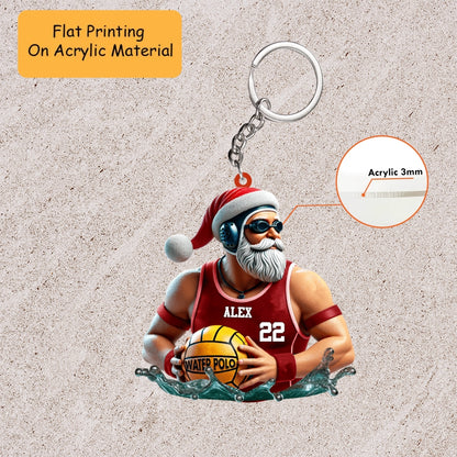 Personalized Water Polo Christmas Ornament, Muscular Santa Water Splash, Custom Ornament Christmas Gift, Keychain Bowling, Car Ornament Bowling