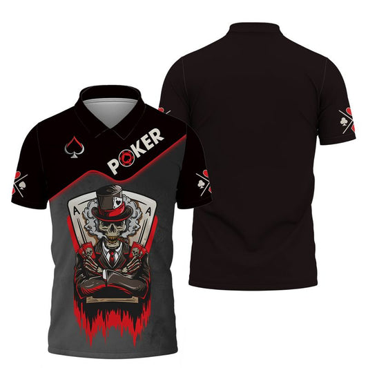 Customized Poker Shirt, Double Aces With Grim Reaper Skull Shirts, Perfect Outfit For Poker Players