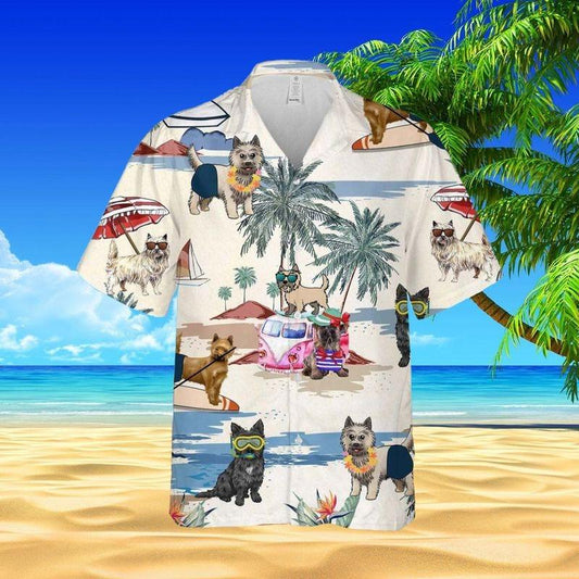 Cairn Terrier Dog Aloha Hawaiian Shirt - Funny Cairn Terrier Hawaiian Shirt, Tropical Coconut Hawaiian Shirt For Men & Women, Cairn Terrier Lover - Amzanimalsgift