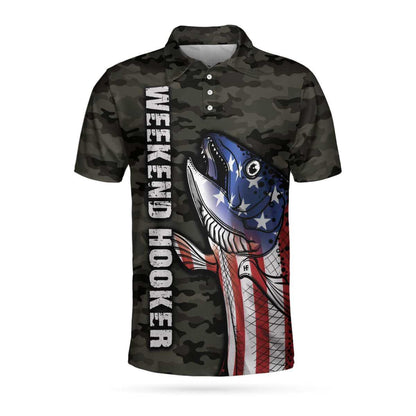 Camouflage American Flag Fishing Men Polo Shirt, Fishing Is My Anger Management Polo Shirt, Weekend Hooker Fishing Shirt For Men, Gift For Fishing Lovers - Amzanimalsgift