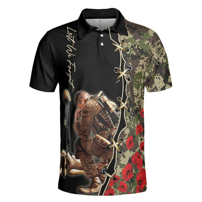 Camouflage Men Polo Shirt, Lest We Forget Polo Shirt, Thoughtful Gift For Veteran Day, Veteran Shirt For Proud War Veterans - Amzanimalsgift