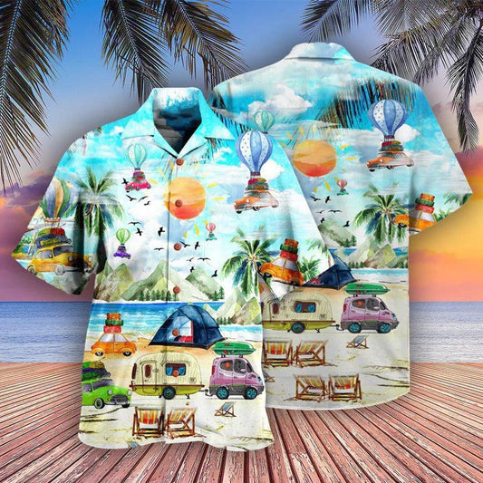 Camping Aloha Hawaiian Shirt, Camping Get High Hawaiian Shirt For Summer, Camping Aloha Shirt - Perfect Gift For Men, Women, Camping Lover, Friend - Amzanimalsgift