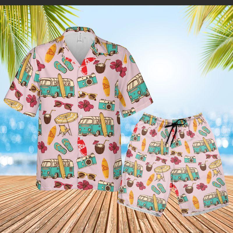 Camping Aloha Hawaiian Shirts For Summer, Retro Tropical Hawaiian Set Holiday Outfits For Men Women, Gift For Friend, Family, Team, Camping Lovers - Amzanimalsgift