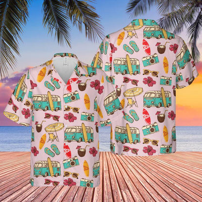 Camping Aloha Hawaiian Shirts For Summer, Retro Tropical Hawaiian Set Holiday Outfits For Men Women, Gift For Friend, Family, Team, Camping Lovers - Amzanimalsgift