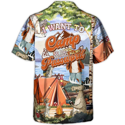 Camping Aloha Shirt, Camping Funny Art Hawaiian Shirt For Summer, I Want To Camp Aloha Shirt - Perfect Gift For Men, Women, Camping Lover, Friend - Amzanimalsgift