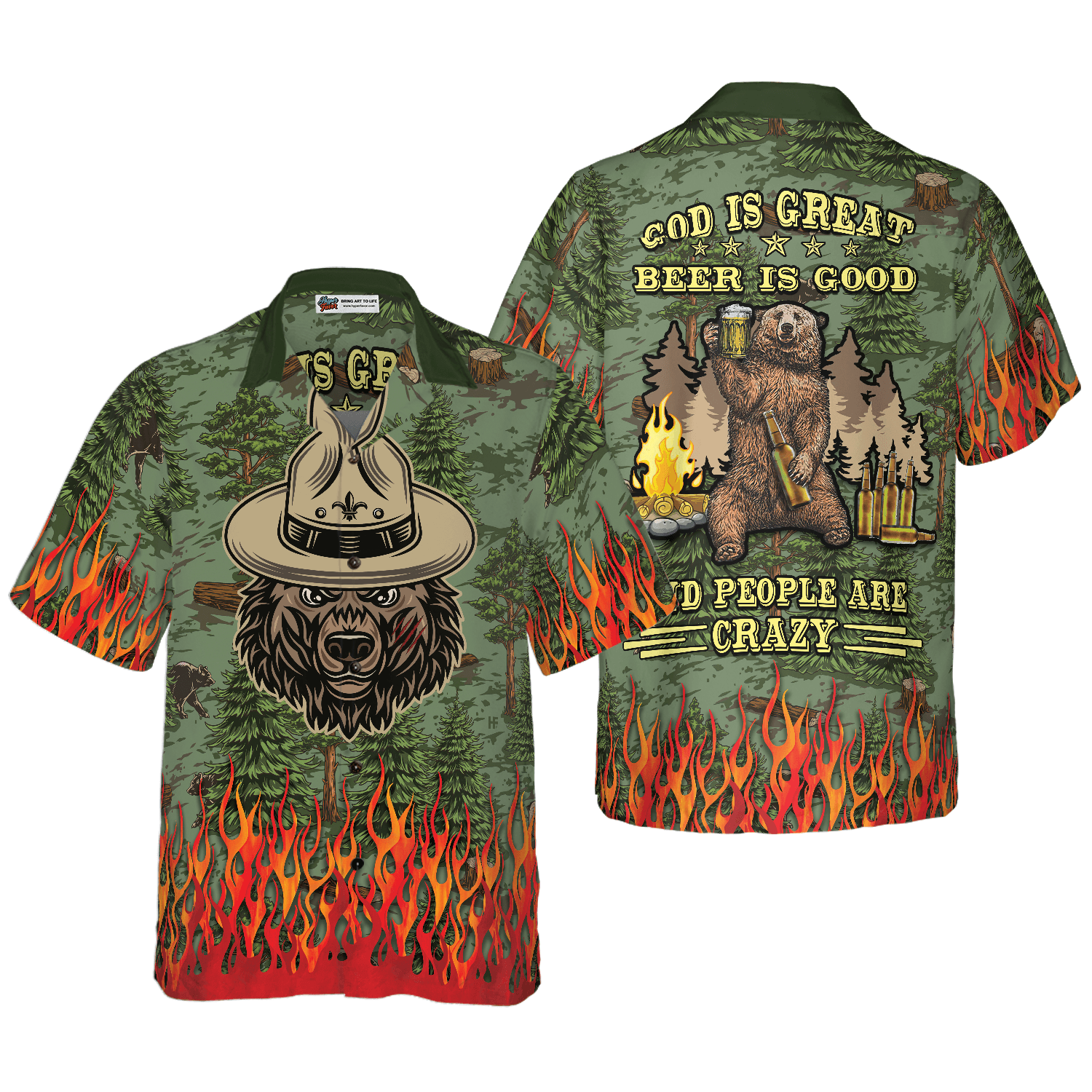 Camping Beer Hawaiian Shirt, Camping Sheriff Bear Drink Beer Colorful Summer Aloha Shirt For Men Women, Perfect Gift For Husband, Wife, Friend - Amzanimalsgift