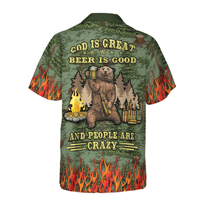 Camping Beer Hawaiian Shirt, Camping Sheriff Bear Drink Beer Colorful Summer Aloha Shirt For Men Women, Perfect Gift For Husband, Wife, Friend - Amzanimalsgift