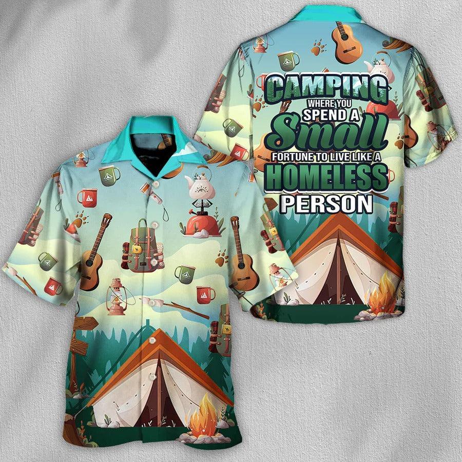 Camping Hawaiian Shirt, Camping A Homeless Person Hawaiian Shirt For Summer, Camping Aloha Shirt- Perfect Gift For Men, Women, Camping Lover, Friend - Amzanimalsgift