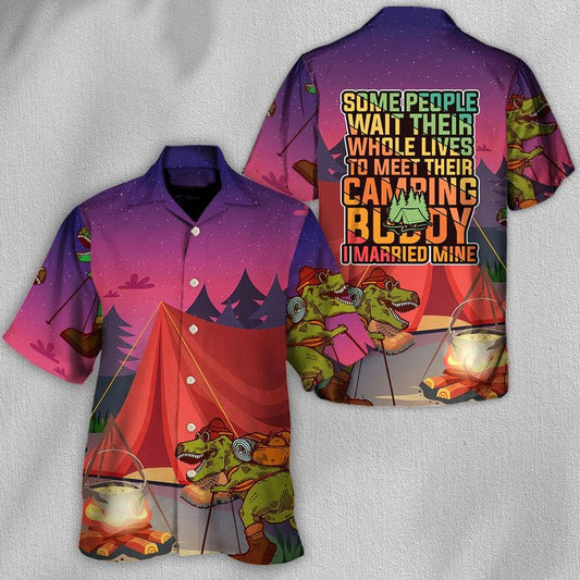 Camping Hawaiian Shirt, Camping Crocodile Hawaiian Shirt For Summer, Camping I Married Mine Aloha Shirt - Perfect Gift For Men, Women, Camping Lover - Amzanimalsgift