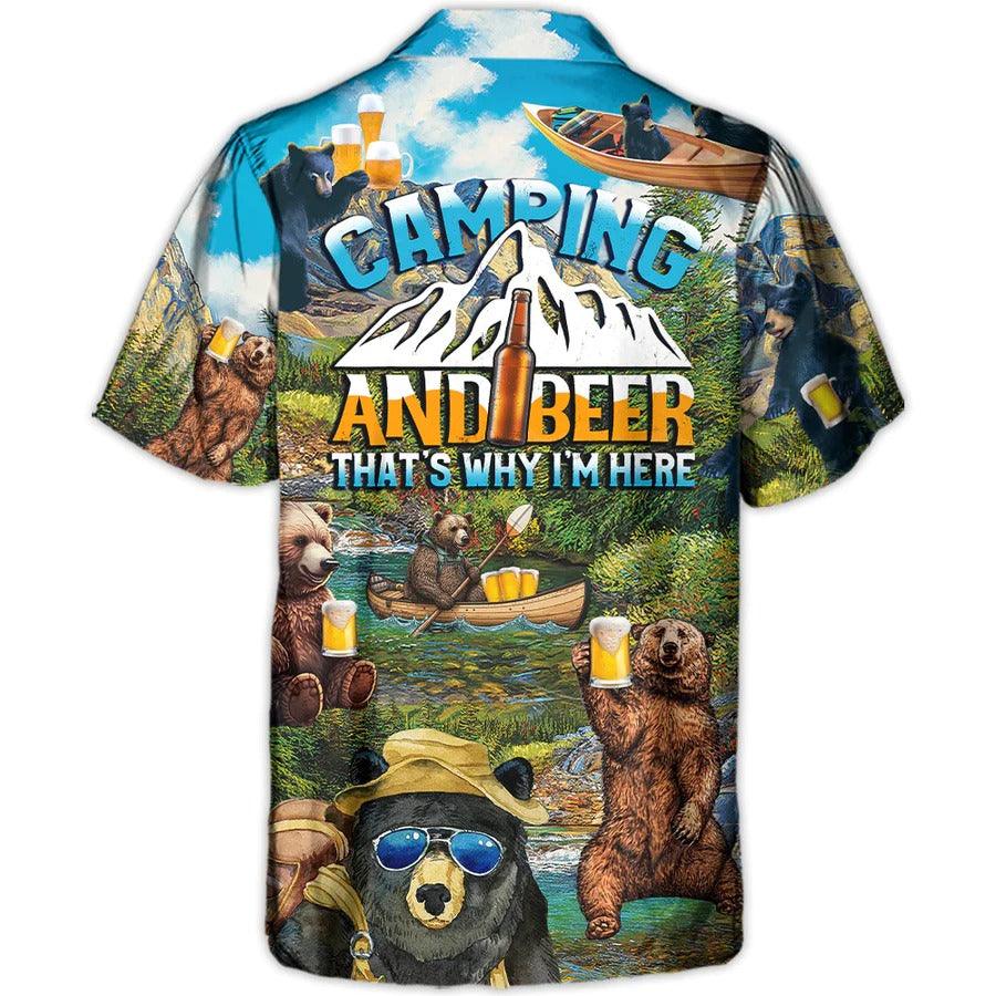 Camping Hawaiian Shirt, Camping Funny Bear Drinking Hawaiian Shirt For Summer, Camping Beer Aloha Shirt - Perfect Gift For Men, Women, Camping Lover - Amzanimalsgift