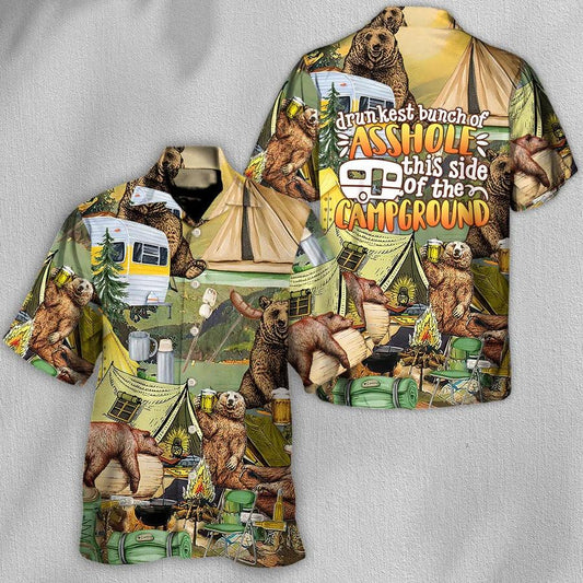 Camping Hawaiian Shirt, Camping Funny Bear With Beer Hawaiian Shirt For Summer, Camping Aloha Shirt - Perfect Gift For Men, Women, Camping Lover - Amzanimalsgift