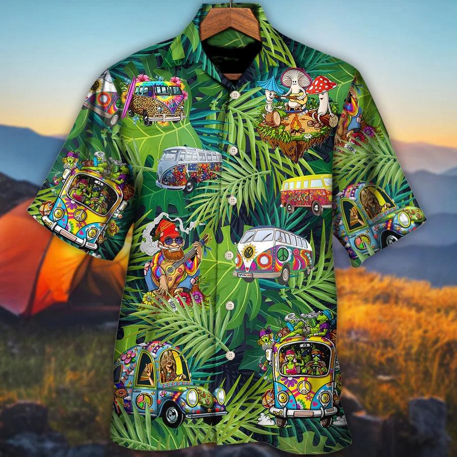 Camping Hawaiian Shirt, Camping Funny Hippie Hawaii Shirt For Summer, Camping Hippie Tropical Aloha Shirt - Perfect Gift For Men, Women, Camping Lover - Amzanimalsgift