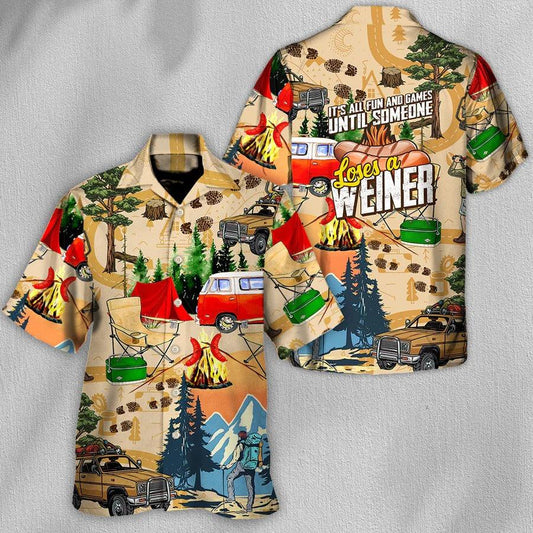 Camping Hawaiian Shirt, Camping Loses A Weiner Hawaiian Shirt For Summer, Camping Aloha Shirt - Perfect Gift For Men, Women, Camping Lover, Friend - Amzanimalsgift