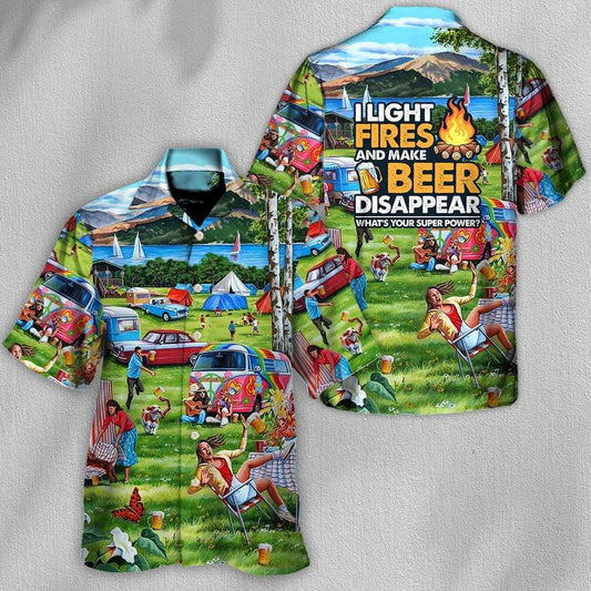 Camping Hawaiian Shirt, Camping Make Beer Disappear Hawaiian Shirt For Summer, Camping Beer Aloha Shirt - Perfect Gift For Men, Women, Camping Lover - Amzanimalsgift
