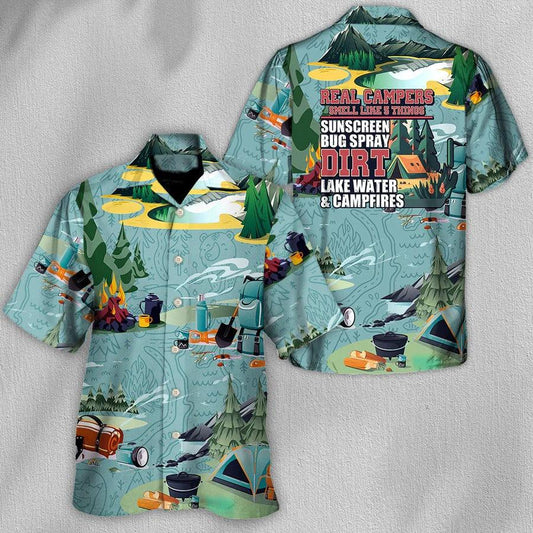 Camping Hawaiian Shirt, Camping Real Campers Hawaii Shirt For Summer, Camping Aloha Shirt- Perfect Gift For Men, Women, Camping Lover, Friend, Family - Amzanimalsgift