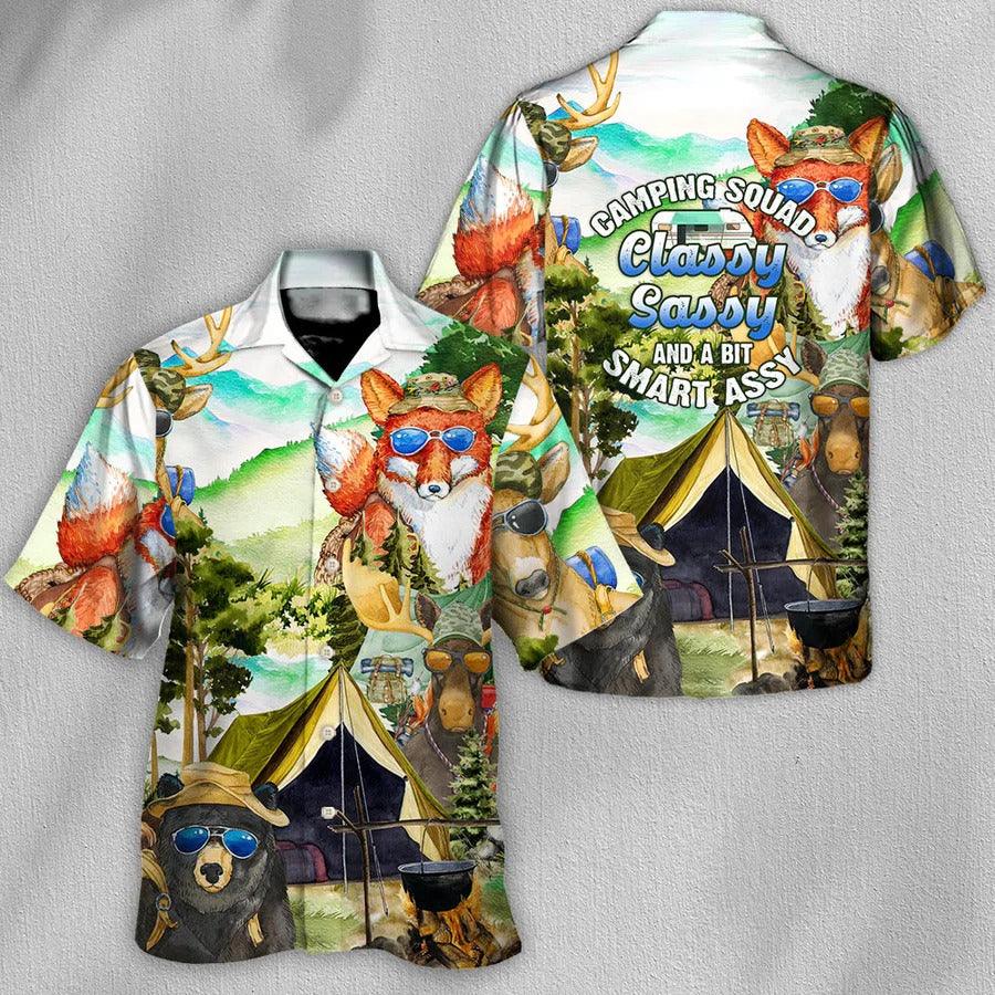 Camping Hawaiian Shirt, Camping Squad Classy Sassy And A Bit Smart Assy Aloha Hawaiian Shirt - Perfect Gift For Men, Women, Camping Lover, Friend - Amzanimalsgift