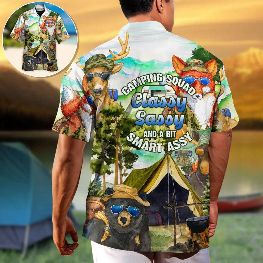 Camping Hawaiian Shirt, Camping Squad Classy Sassy And A Bit Smart Assy Aloha Hawaiian Shirt - Perfect Gift For Men, Women, Camping Lover, Friend - Amzanimalsgift