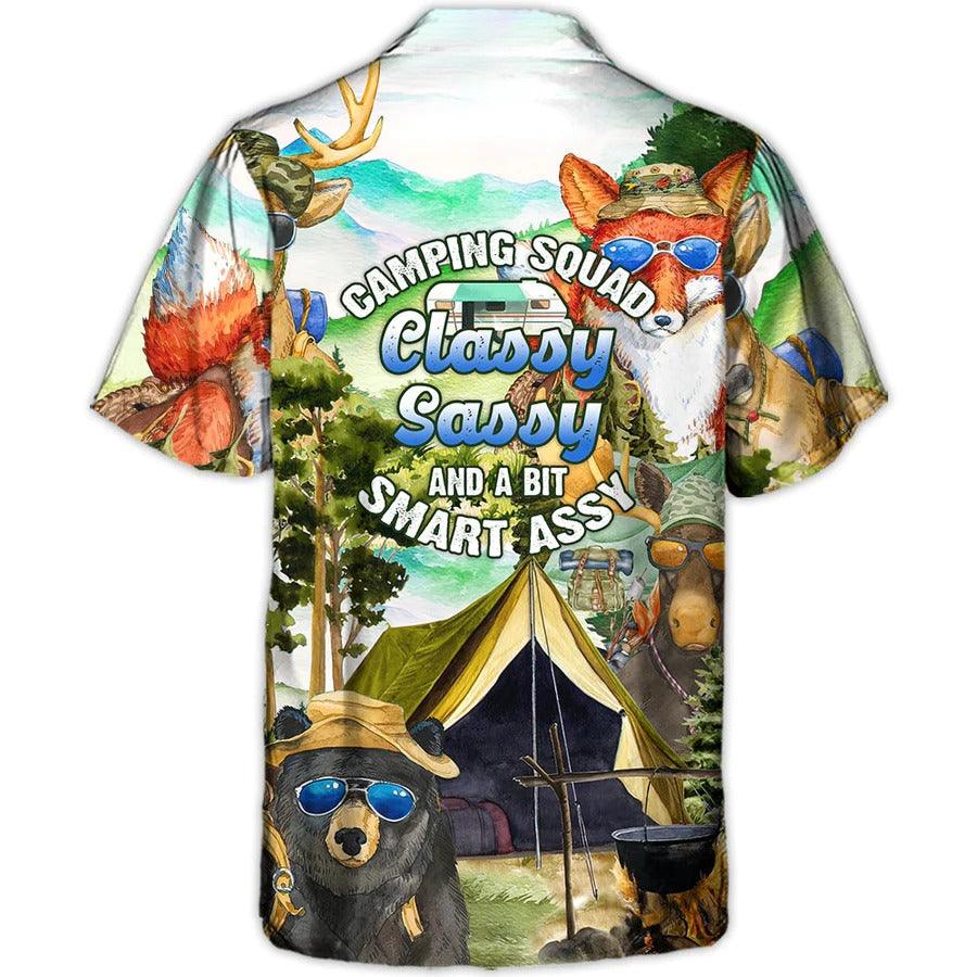 Camping Hawaiian Shirt, Camping Squad Classy Sassy And A Bit Smart Assy Aloha Hawaiian Shirt - Perfect Gift For Men, Women, Camping Lover, Friend - Amzanimalsgift