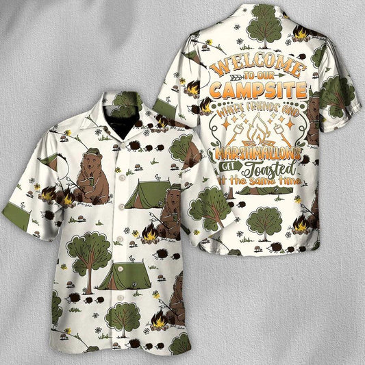 Camping Hawaiian Shirt, Camping Welcome To Our Campsite Hawaiian Shirt For Summer, Camping Aloha Shirt - Perfect Gift For Men, Women, Camping Lover - Amzanimalsgift