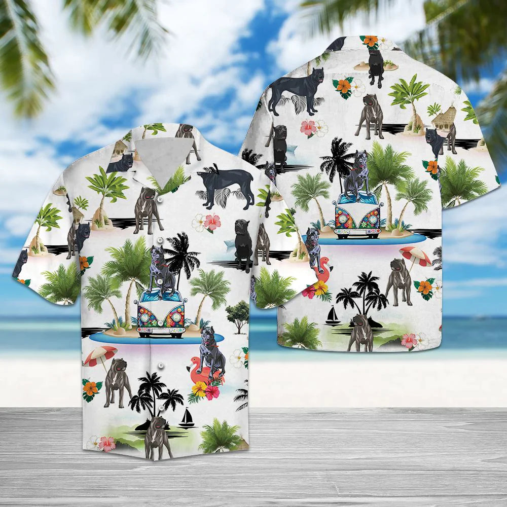 Cane Corso Hawaiian Shirt, Dog Hippie Palm Vacation Aloha Shirt For Men Women - Perfect Gift For Dog Lovers, Husband, Boyfriend, Friend, Wife - Amzanimalsgift