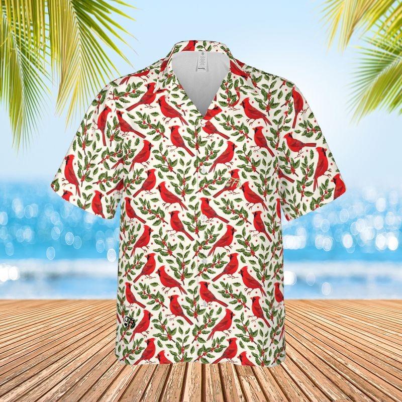 Cardinal Aloha Hawaiian Shirt - Cardinal Winter Pattern Hawaiian Shirt, Red Berries Pattern Hawaiian Shirt For Men & Women, Cardinal Lover - Amzanimalsgift