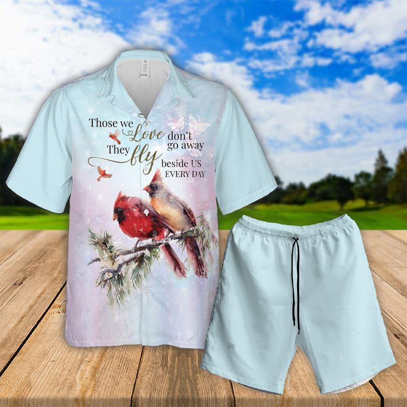 Cardinal Aloha Hawaiian Shirts For Summer - Couple Bird Hawaiian Set Outfits For Men Women - Memorial Gift For Family - Those We Love Don't Go Away - Amzanimalsgift