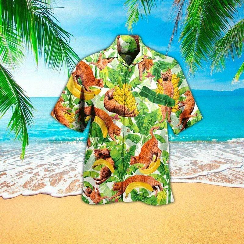 Cat Aloha Hawaiian Shirt - Cat Sleeping Pattern Hawaiian Shirt, Banana Garden Hawaiian Shirt For Men & Women, Cat Lover - Amzanimalsgift