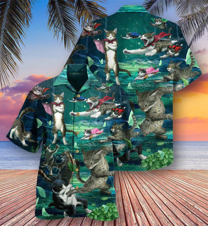 Cat Aloha Hawaiian Shirt For Summer, Cat Epic Fight Aloha Shirts, Best Colorful Cat Hawaiian Shirts Outfit For Men Women, Friend, Team, Cat Lovers - Amzanimalsgift