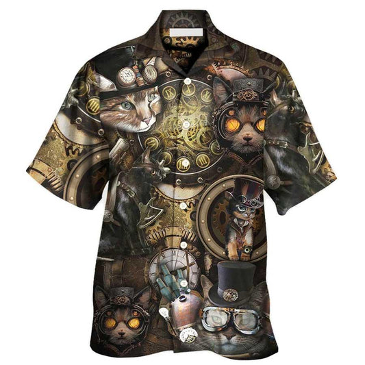 Cat Aloha Hawaiian Shirt For Summer, Cat Steampunk Art It's All About Magic Aloha Shirts, Best Colorful Cool Cat Hawaiian Shirts Outfit For Men Women, Friend, Cat Lovers - Amzanimalsgift