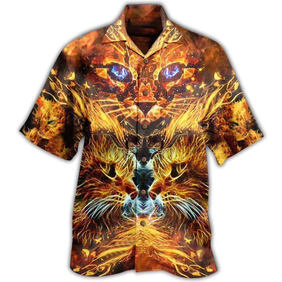 Cat Aloha Hawaiian Shirt For Summer, Flamingo Best Colorful Cat Hawaiian Shirts Outfit For Men Women, Friend, Cat Lovers - Amzanimalsgift