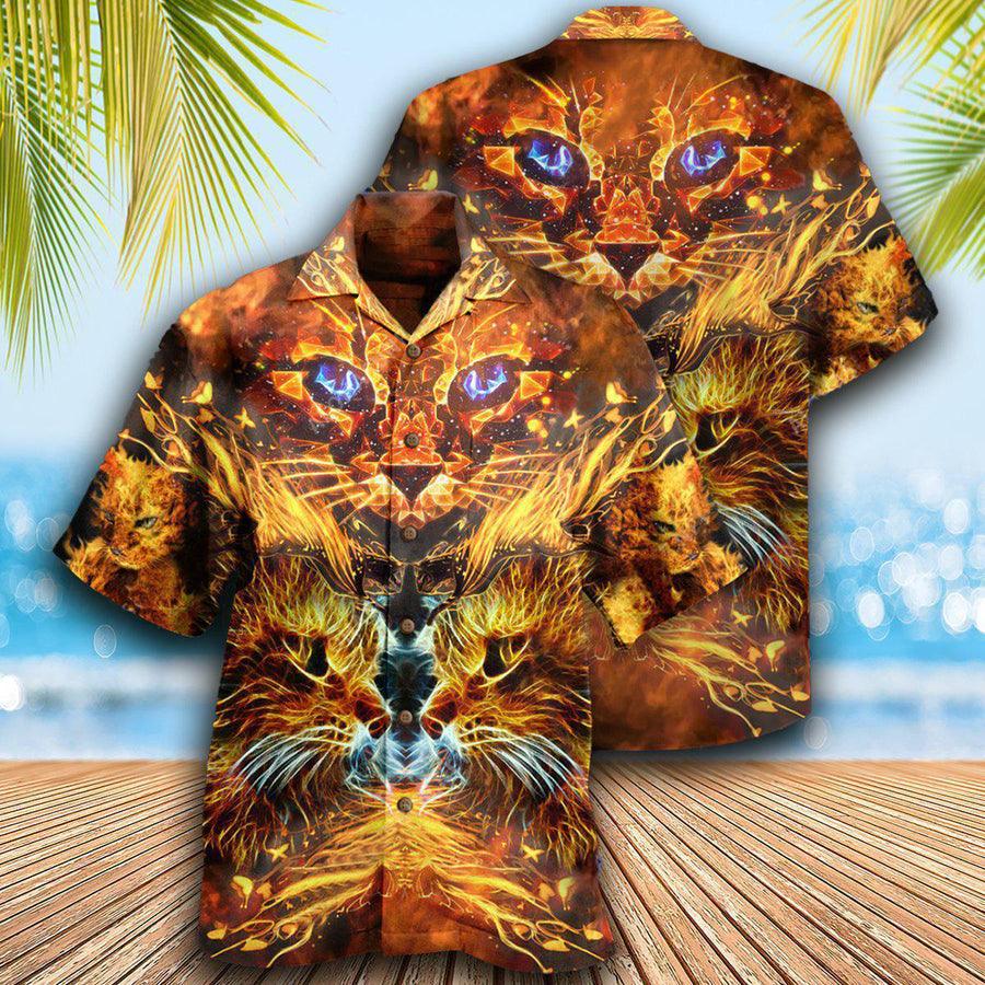 Cat Aloha Hawaiian Shirt For Summer, Flamingo Best Colorful Cat Hawaiian Shirts Outfit For Men Women, Friend, Cat Lovers - Amzanimalsgift