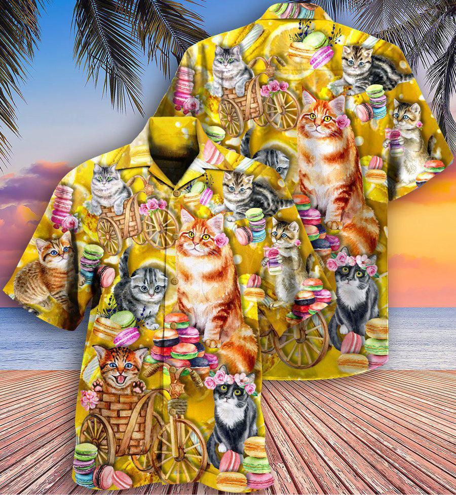 Cat Aloha Hawaiian Shirt For Summer, Life Is Better With Cats And Macaron Aloha Shirts, Cat Hawaiian Shirts For Men Women, Friend, Team, Cat Lovers - Amzanimalsgift