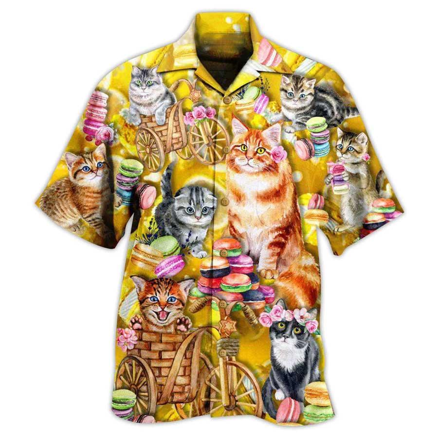 Cat Aloha Hawaiian Shirt For Summer, Life Is Better With Cats And Macaron Aloha Shirts, Cat Hawaiian Shirts For Men Women, Friend, Team, Cat Lovers - Amzanimalsgift