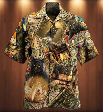 Cat And Books Hawaiian Shirt For Summer, Best Colorful Cat Hawaiian Shirts Outfit For Men Women, Friend, Team, Cat Lovers - Amzanimalsgift