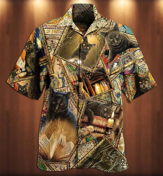Cat And Books Hawaiian Shirt For Summer, Best Colorful Cat Hawaiian Shirts Outfit For Men Women, Friend, Team, Cat Lovers - Amzanimalsgift